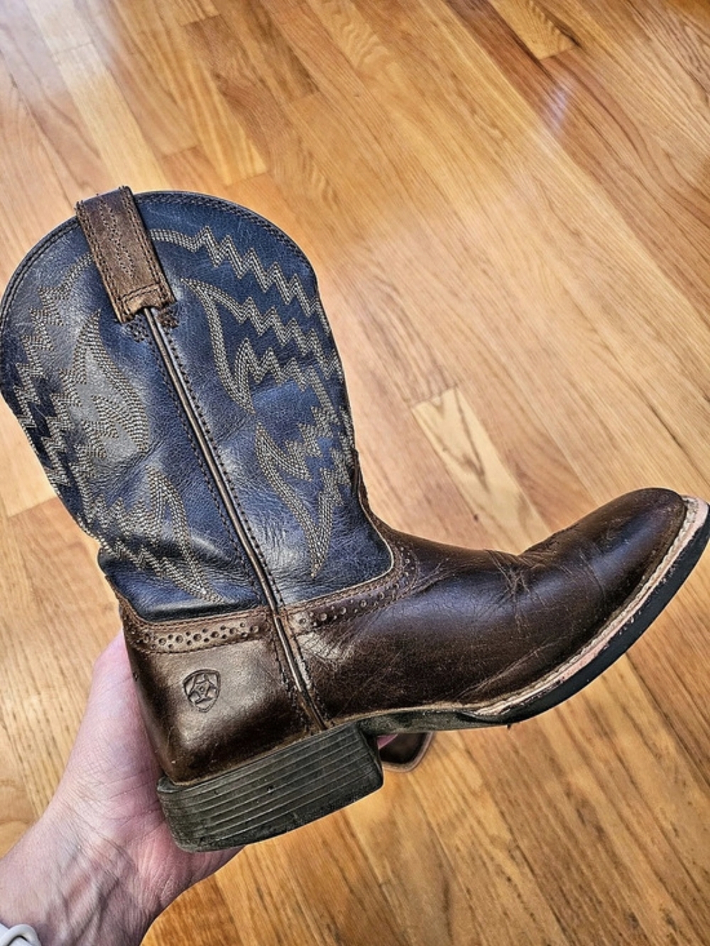 Ariat Little Tycoon Western Boots Brown & Blue Youth Size 2